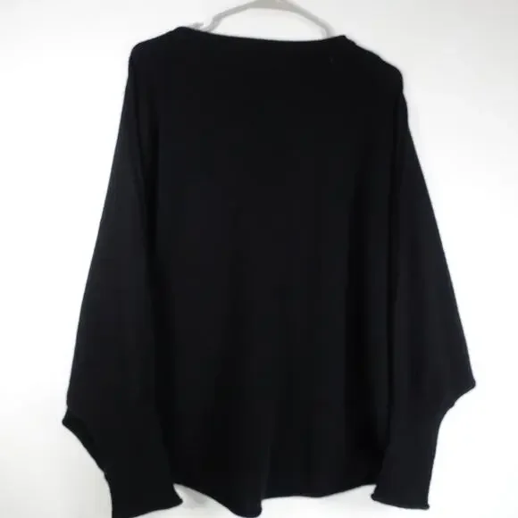 EUC Quince Women’s Mongolian Cashmere Batwing Sweater Black Sm/Med Relaxed Fit - Picture 7 of 9